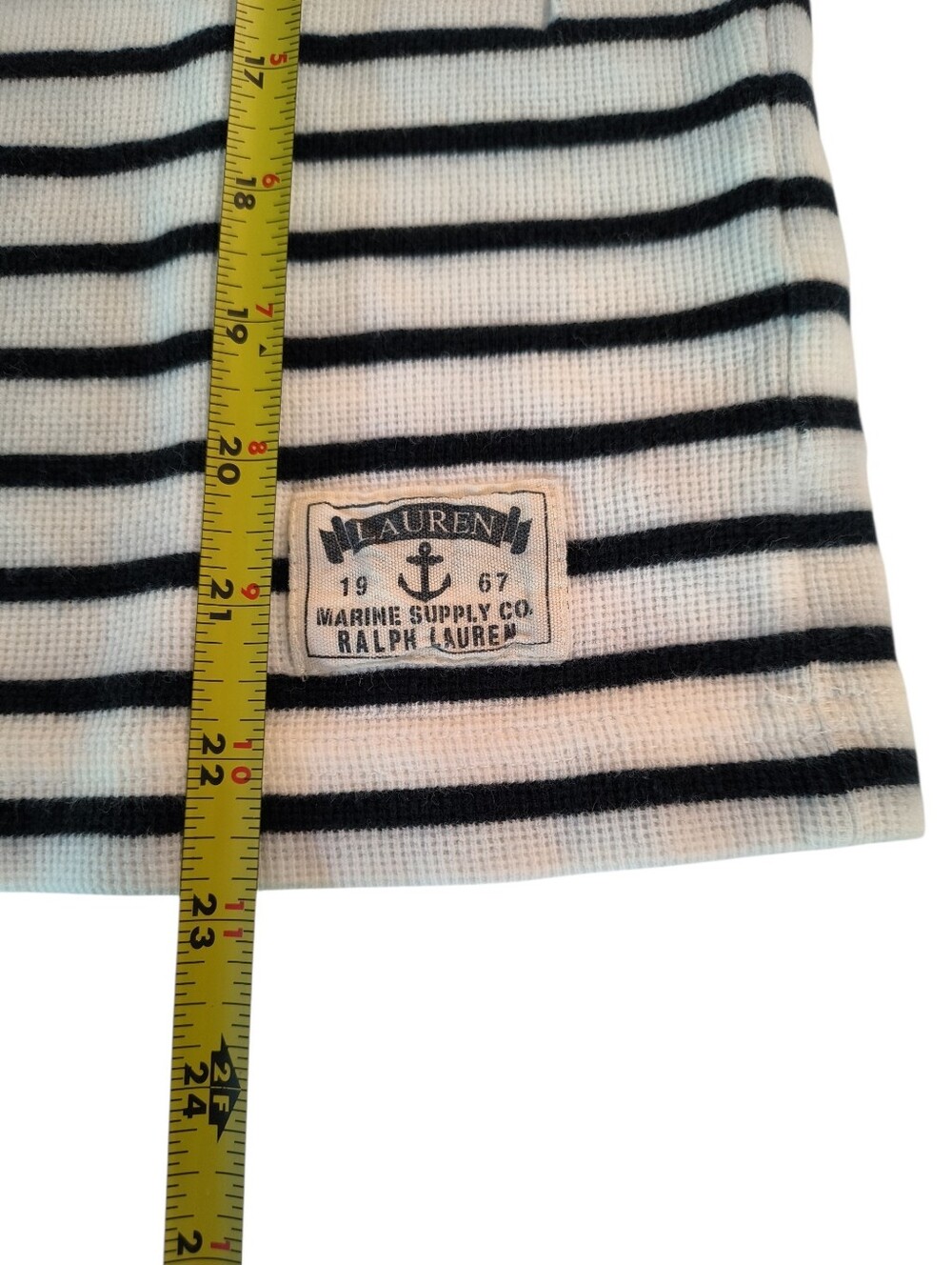 Lauren Ralph Lauren White and Navy Marine Supply Co Waffle Knit Top Size S - Picture 4 of 6
